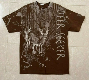 New Cold Forged Deer Seeker Hunting Graphic Design T-Shirt - Brown - Size Large - Picture 1 of 4