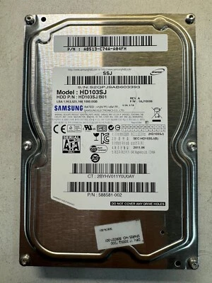 HP 588581-002 HD103SJ HD103SJ/B01 1TB 7.2K RPM 32 MB CACHE 3 Gb/s SATA 3.5" HDD - Image 1 of 4