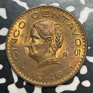 1946 Mexico 5 Centavos Lot#T2478 High Grade! Beautiful! - Picture 1 of 2