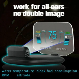 Car HUD OBD2+GPS Digital Head Up Display Speedometer Speed MAP Water Temp Alarm - Picture 1 of 11