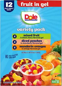 Fruit Bowls Peaches, Mandarin Oranges, and Mixed Fruit in Gel, 4.3 oz Cups - Picture 1 of 7