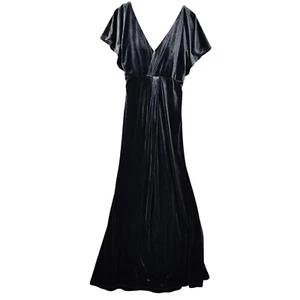 Revelry Velvet Maxi Dress VNeck Flutter Sleeve Formal Gown Bridesmaid Womens 4 - Picture 1 of 8