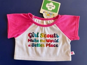 Build a Bear Full Size Teddy Bear Clothing - New ~ White Girl Scouts T-Shirt - Picture 1 of 1