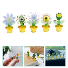 Adorable Cactus Plant Toy Sunflower Glass Figurine Crystal Flower Figurines