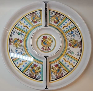 Le Cadeaux Gallo Yellow Rooster Melamine Chip & Dip Set with Tray 4 Piece Set  - Picture 1 of 6