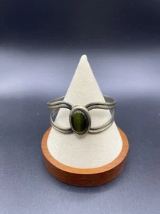 Brazalete con bisagras ojo de tigre verde vintage usado en excelente estado - Imagen 1 de 9