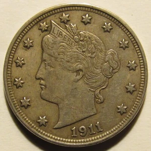 1911 LIBERTY V-NICKEL, XF/AU ~ BEAUTIFUL SURFACES, DETAILS & TONING - Picture 1 of 4