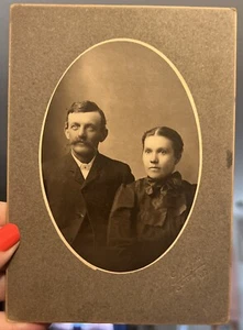 Vtg Cabinet Card Couple Man W/ Long Mustache By Short Of California, MO - Picture 1 of 2