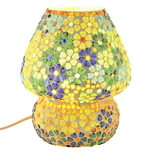 Boho Deko Tischlampe Nachttischlampe Mosaik Glas Lampe Leuchte Nachttischleuchte - Bild 1 von 5