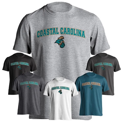 Coastal Carolina University Chanticleers Arched Text With Masco Short Sleeve Tee Cover