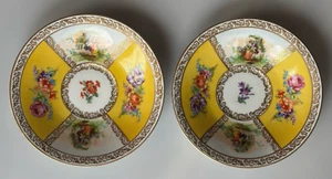 2 Vintage Royal Dresdner Art Bavaria Saucer 6” Yellow Quatrefoil Carl Schumann - Picture 1 of 11