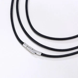 Hot Women Men 3mm Rope Leather Cord Chain Necklace Stainless Steel Clasp 16-30 - Picture 1 of 14