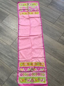 Vintage BURMEL geometrischer Druck Schal signiert rosa handgerollt Japan 12”x45” - Bild 1 von 6