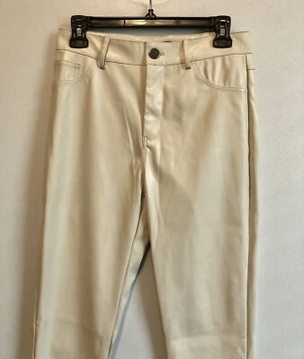 Pantalones Shinestar para mujer M 28x27 beige imitación cuero cintura súper alta ajustados tobillo Foto 1 de 4