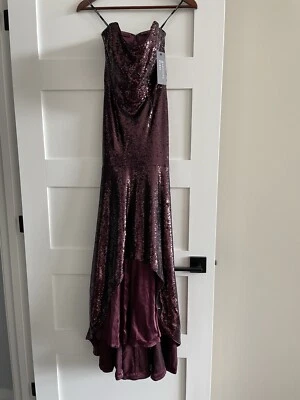 Vestido Guess By Marciano Vega novo com etiquetas lantejoulas marrom assimétrico querida Maxi XS - Imagem 1 de 4