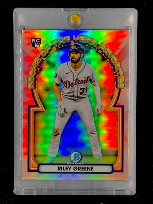 RILEY GREENE ROOKIE REFRACTOR SILVER HOLO RC Card Topps Chrome - TIGERS - Image 1 of 4