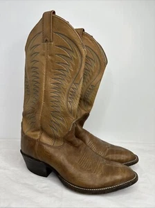 Justin Western Boots Men Size 6.5E Brown Cowboy Riding Pull On Mid Calf Leather - Picture 1 of 14