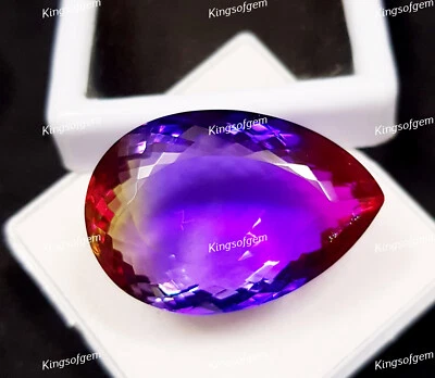 74 Ct Doublet Glass Stone Multi Color Tourmaline Pear Cut Stone Loose Gemstone - Image 1 of 4