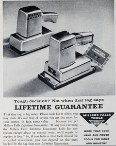 PRINT AD Millers Falls Tools Lifetime Guarantee Electric Hand Sander 5" x 6" - Picture 1 of 1