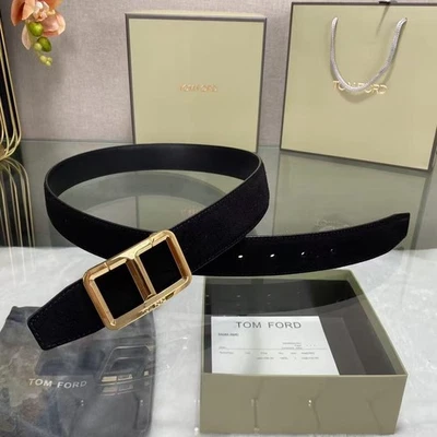 Tom Ford 男式皮带带金色扣麂皮绒材料尺寸:33 — 第 1/4 张图片