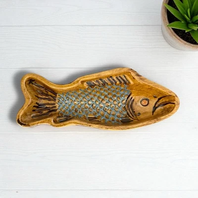 Moule Soufflenheim Poisson Ancien Terre Cuite Vernissée  Art Populaire Alsace - Photo 1/4