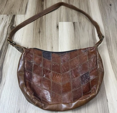 Bolso hobo de retazos de cuero Tony Lama vintage trabajado a mano Foto 1 de 4