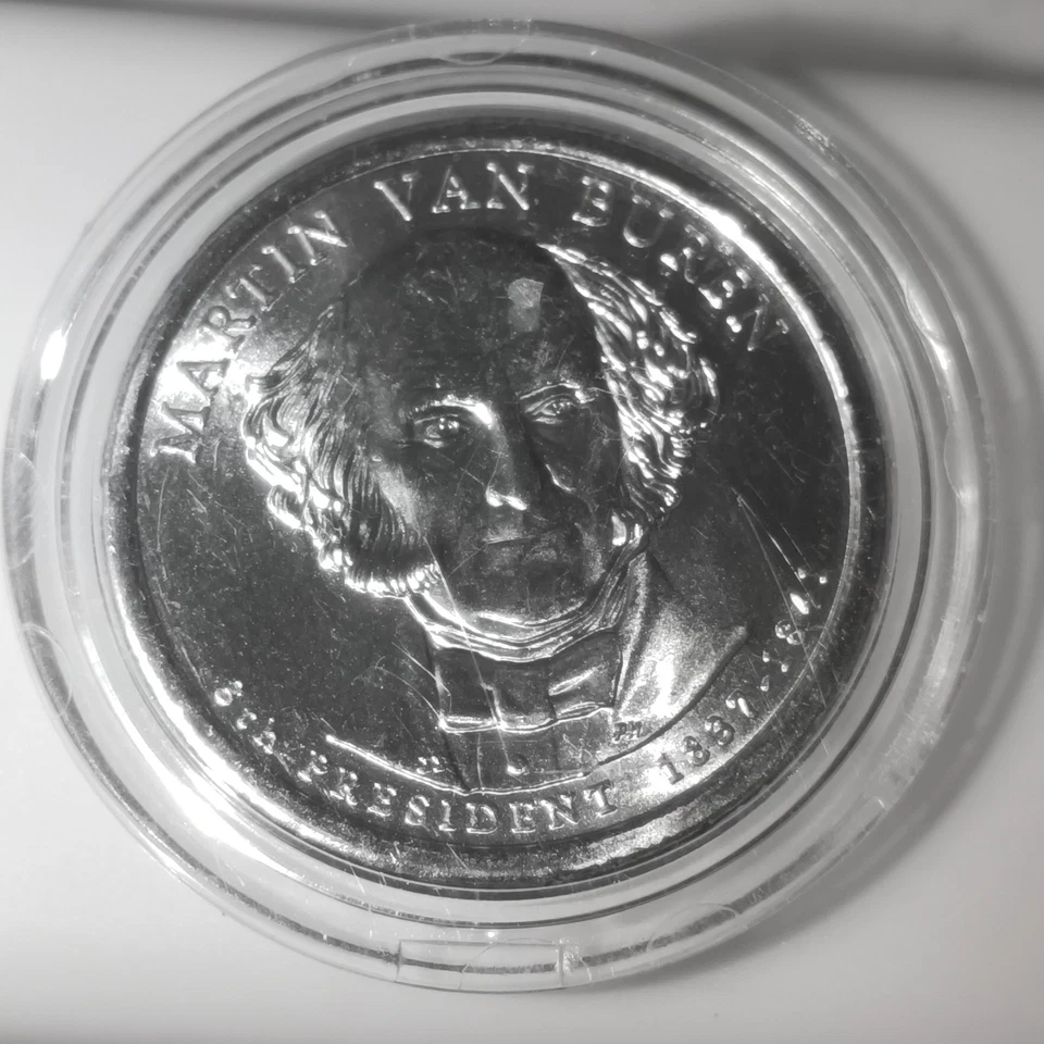 2008 D Martin Van Buren 1837-1841 $1 moeda cor ouro ultra rara golpe lateral B - Imagem 1 de 4