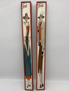Paar Vintage Bob Holloway Holz gerahmte Kunst Tirol Tiroler Königtum Mann & Frau - Bild 1 von 10