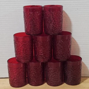 Lot Vintage Continental Carlisle Red Pebbled OJ Saft Wasser Trinken Plastik Becher - Bild 1 von 4