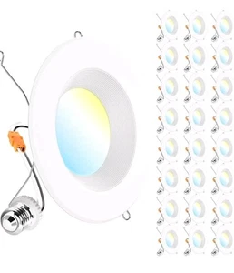 Sunco 24 Pack 5/6 inch Retrofit LED Recessed Lights 5CCT 2700K-5000K Dimmable - Picture 1 of 7