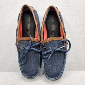 Levis Mens Denim Blue Brown Deck Shoes Size 8 - Picture 1 of 11