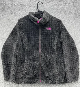 The North Face Girls XL 16/18 Fleece Jacket Gray Pink Full Zip Sherpa High Loft - Picture 1 of 9