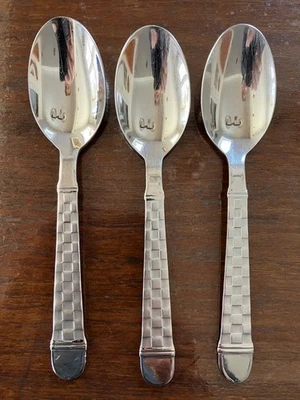 "Cuchara de sopa ovalada Oneida Checkers 18/10 cuchara de cubiertos de acero inoxidable esmerilado 7""" Foto 1 de 3