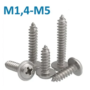 Blechschrauben Flachkopf mit Scheibe Kreuzschlitz 1,4 - 5,0 mm Edelstahl  - Bild 1 von 81