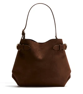 H&M Tote Bag 1308080001 Dark Brown Double Handle Adjustable Shoulder Strap - Picture 1 of 4