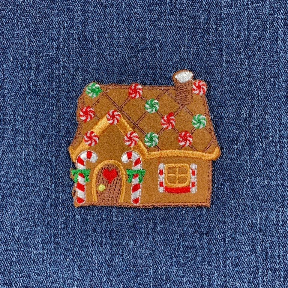 Gingerbread House Applique Patch - Embroidered Christmas & Holiday Badge 2.5" - Image 1 of 2