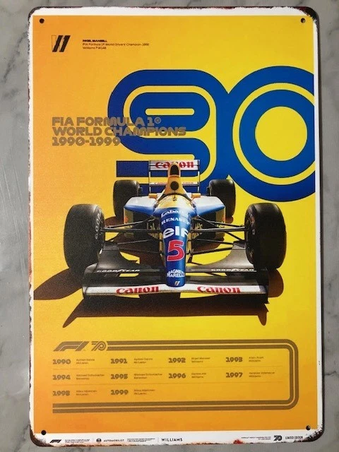 Nigel Mansell 1990s Formula 1 Tin Sign 20x30cm Racing Wall Decor New - Image 1 of 1