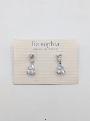 Lia Sophia "Wedding Bells" Silver Tone Total CZ wt. 7.0ct. Drop Earrings - Image 1 of 4