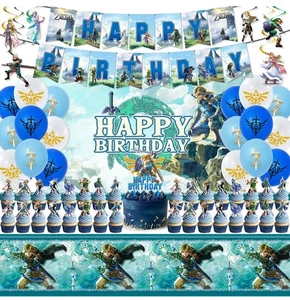 Zelda Birthday Party Decorations Balloons Banner Backdrop Tablecloth Cupcake Top - Picture 1 of 4