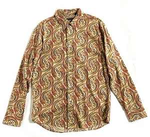 Structure Men’s Paisley Pattern Shirt Adult Sz M Red Orange Floral 💯 Cotton - Picture 1 of 9