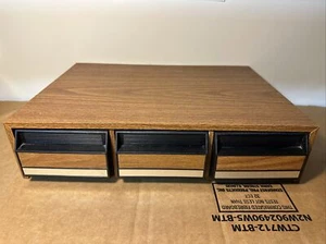 Vintage Faux Wooden 3 Drawer Cassette Tape Holder Storage Cabinet  Holds 42 - Picture 1 of 10
