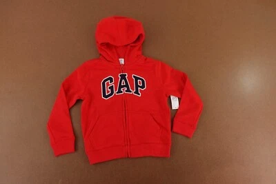 Sudadera con Capucha GAP Niño Pequeño Talla 5 Años Rojo Vellón Logo Cremallera Completa Nueva con Etiquetas Foto 1 de 4