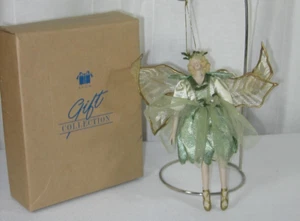 Avon verzauberte Fee Ornament kaukasisch grün Kleid Blütenblatt Flügel & Rock 2000 Vintage - Bild 1 von 6