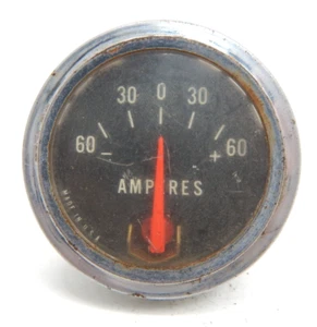 Vtg Window Gauge 60 Amp Amperes In Dash 2-1/6" Chrome Tested Working - Picture 1 of 6