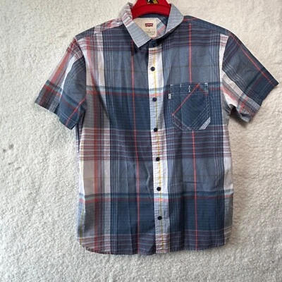 Levi’s Men’s Button Down Shirt Size M Short Sleeve Blue Plaid Casual Western - Image 1 of 4
