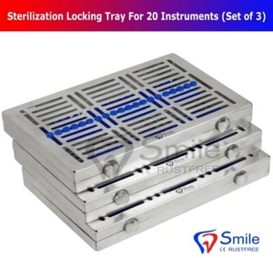 3 Pezzi Cassetta Sterilizzazione Vassoio Lavaggio Contenitore per 20 Strumenti CE UK Stock - Foto 1 di 6