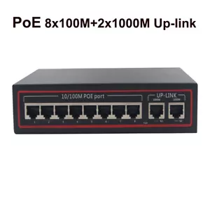8 Port PoE +Ethernet Switch /additional 2 Gigabit Uplink 96W,Unmanaged 803.af/at - Picture 1 of 5