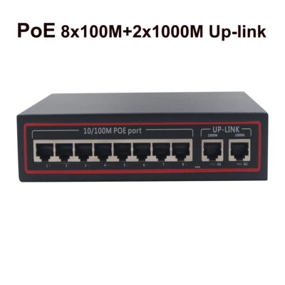 8 Port PoE +Ethernet Switch /additional 2 Gigabit Uplink 96W,Unmanaged 803.af/at - Image 1 of 4