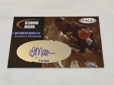 Autógrafos Desmond Mason 2000 SAGE bronce #A33 serie #'d/650 estado OK Foto 1 de 2
