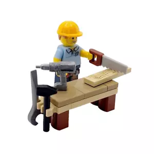 Schreiner Kuchenaufleger aus LEGO® Steinen Tischler Chippy & Banksäge Bohrer - Bild 1 von 3
